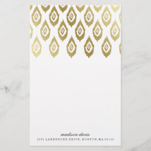 Gold Ikat Personalized Stationery