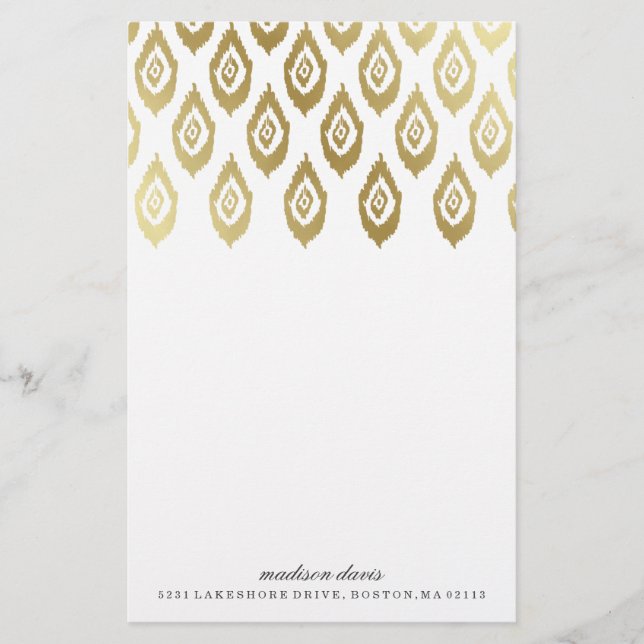 Gold Ikat | Personalized Stationery (Front)