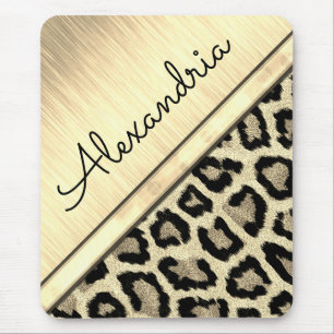 Gold Illuminating Leopard Print Mouse Pad