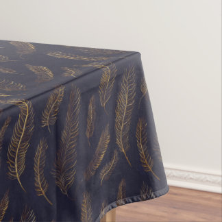 Gold Illustrated Feather Tablecloth