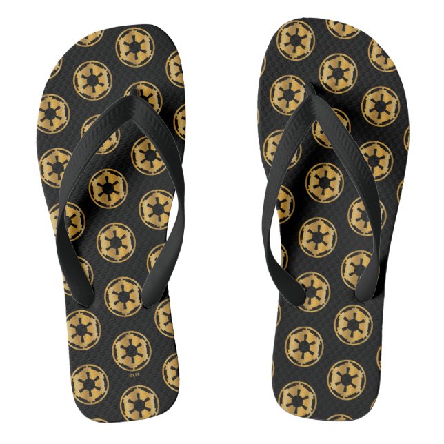 Gold Imperial Symbol Flip Flops (Footbed)
