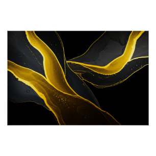 Gold in Black Flow Poster