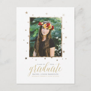 Gold In the Stars Photo Graduation Postcard