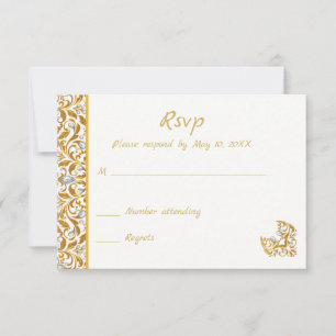 Gold Indian Hindu Faire-part de mariage RSVP