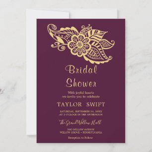 Gold Indian Paisley Bridal Shower Invitation