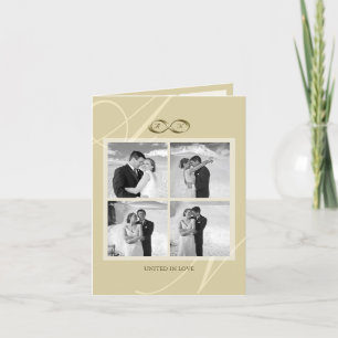 Gold Infinity Symbol 4 Multi Photo Elegant Wedding Thank You Card