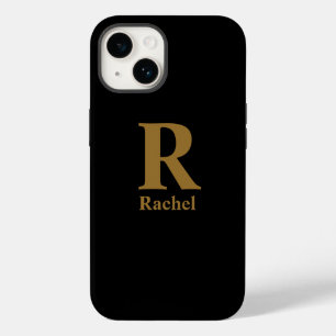 Gold Initial/First/Family Name On Black Case-Mate iPhone 14 Case