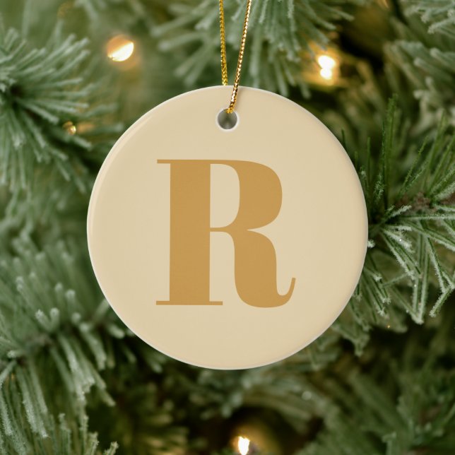 Gold Initial | Monogram Modern Letter Stylish Ceramic Ornament (Tree)