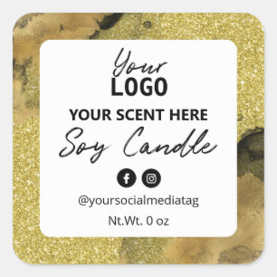 Gold Ink On Glitter Soy Candle Labels