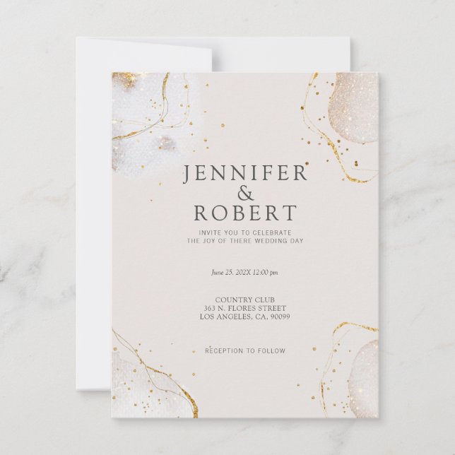 Gold ink wedding invitation (Front)