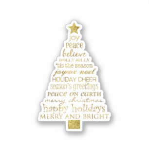 Gold Inspirational Christmas Tree Peace Joy