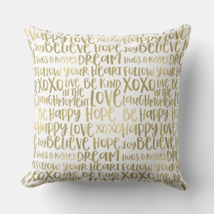 Gold Inspirational Words Throw Pillow