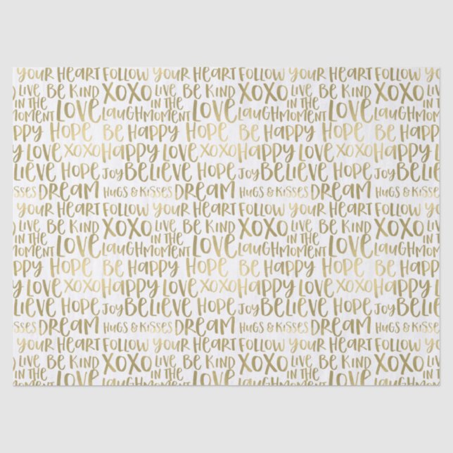 Gold Inspirational Words Tissue Paper (Front)