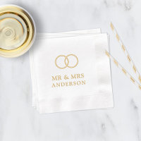 Gold Interlocking Rings Mr and Mrs Wedding