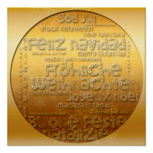 Gold International Weihnachten Navidad Xmas Poster