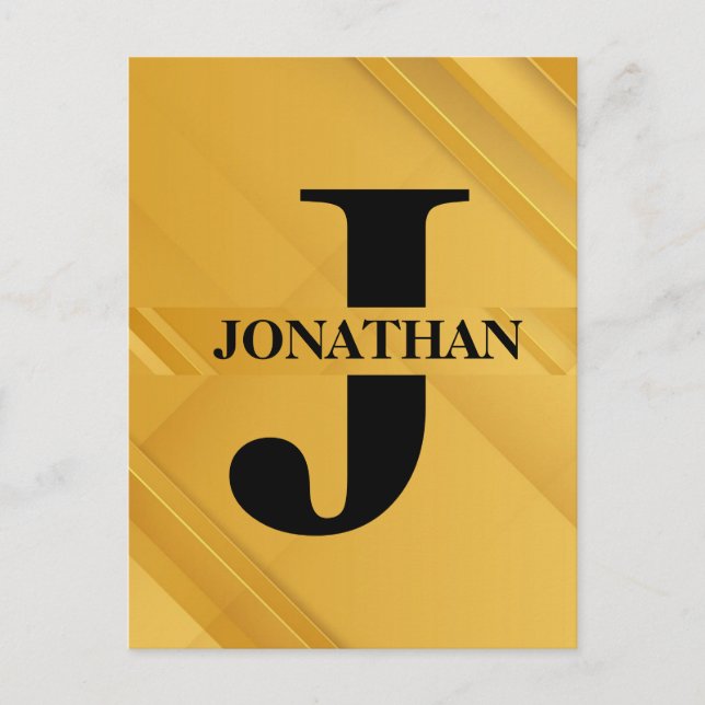 Gold Intersecting Initial Letter Name Typography Holiday Postcard (Front)