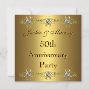 Gold Invitations 50th Anniversary Party