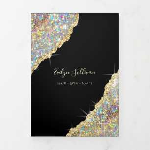 Gold iridescent glitter trifold brochure