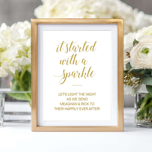Gold It Started With A Sparkle Wedding Sparkler Poster (Creator Uploaded)