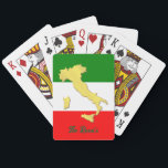Gold Italy Map Italian Flag Playing Cards<br><div class="desc">Experience the beauty of Italy in the palm of your hands with our Custom Gold Italy Map Italian Flag Playing Cards. Each card is a work of art, designed with love by Mylini Design, featuring the rich, diverse culture of Italy in a gold accented map and vibrant colours of the...</div>
