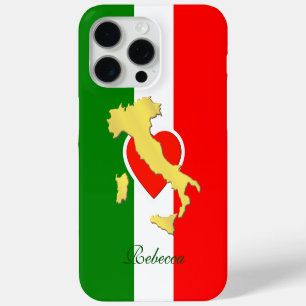 Gold Italy Map Monogrammed Italian Flag Phone Case