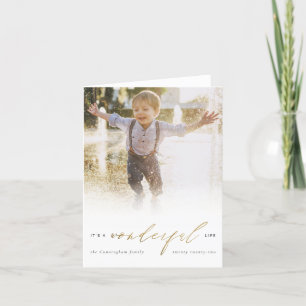 Gold It's A Wonderful Life Script Photo Christmas Holiday Card