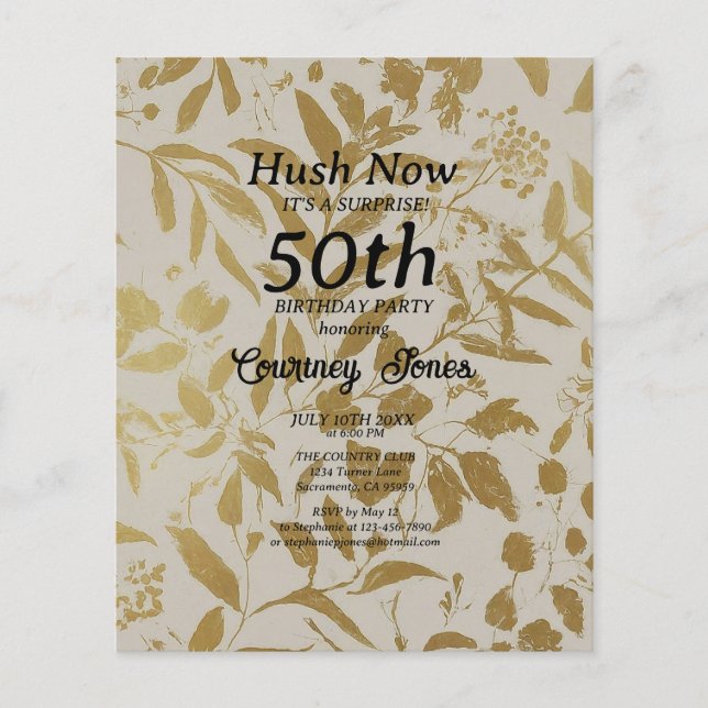 Gold Ivory Botanical 50th Birthday 2.0 Flyer (Front)