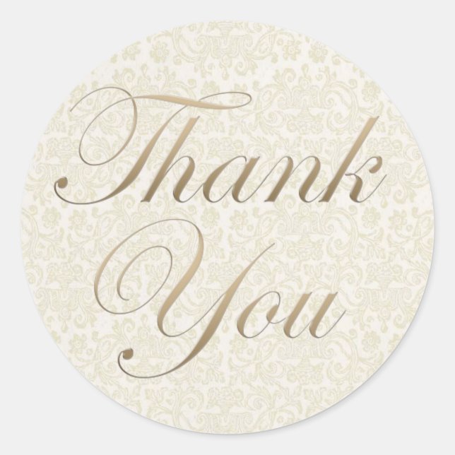 Gold & Ivory Lace Thank You Sticker (Front)
