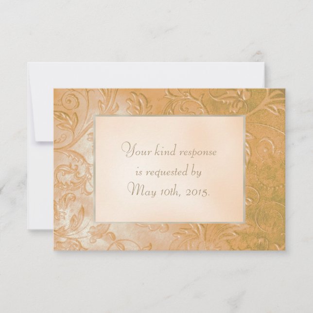 Gold Jade Autumn Floral Border Wedding RSVP (Front)