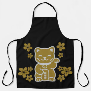 Gold Japanese Maneki-neko Apron
