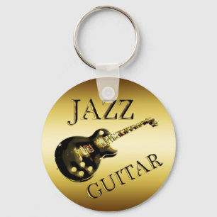 GOLD JAZZ GUITAR KEYCHAIN