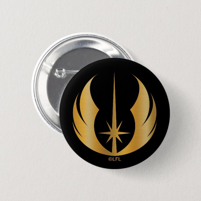 Gold Jedi Symbol 2 Inch Round Button (Front & Back)