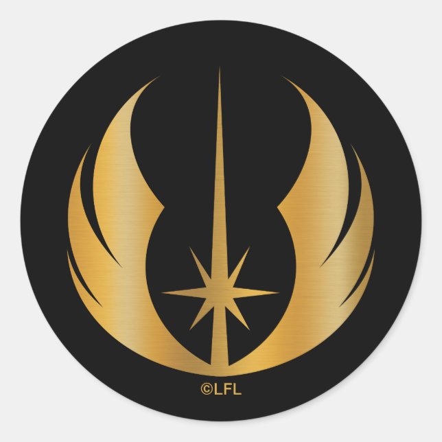 Gold Jedi Symbol Classic Round Sticker (Front)
