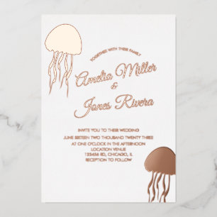 Gold JellyFish Mariage Pressing Foil Invitation