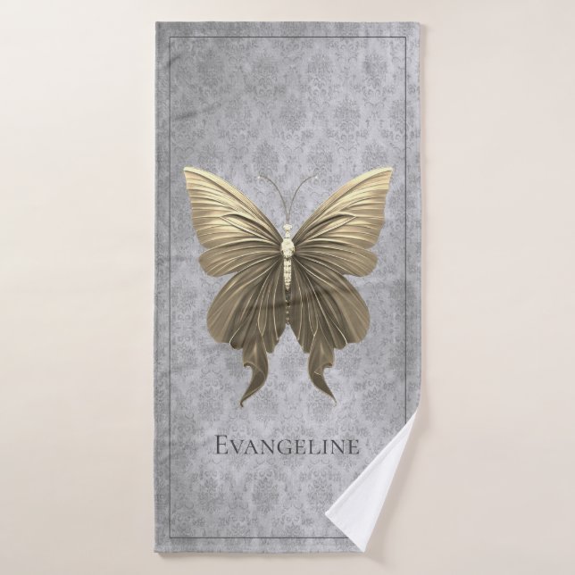 Gold Jewelled Butterfly Bath Towel Set (Bath Towel)