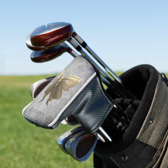 Gold Jewelled Butterfly Golf Head Cover (In Situ)