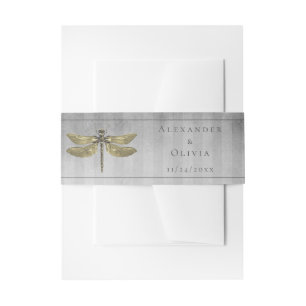 Gold Jewelled Dragonfly Invitation Belly Band