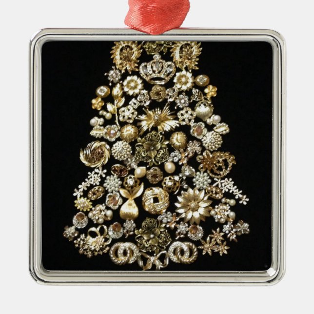 Gold Jewellery Christmas Tree Metal Ornament (Front)