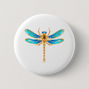 Gold jewellery dragonfly insect vip fun vector ima 2 inch round button