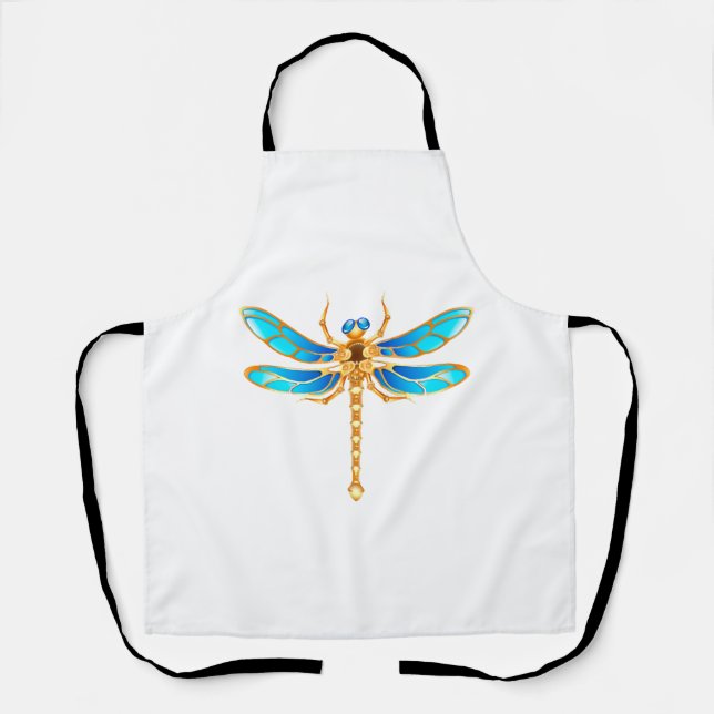 Gold jewellery dragonfly insect vip fun vector ima apron (Front)