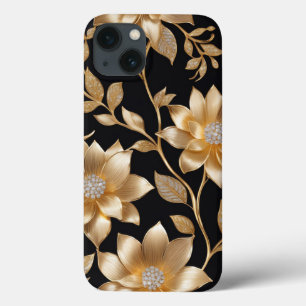 Gold Jewellery Flower Pattern Elegant Floral Desig iPhone 13 Case