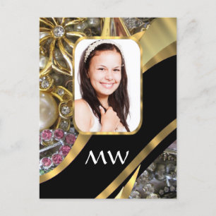 Gold jewellery photo background postcard