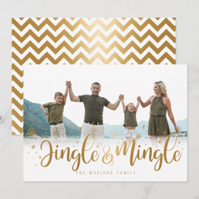 Gold Jingle and Mingle Holiday Card (Front/Back)