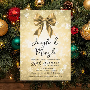 Gold Jingle & Mingle Christmas Party Winter Wonder Invitation