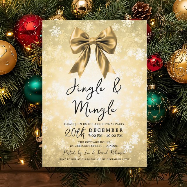 Gold Jingle & Mingle Christmas Party Winter Wonder Invitation (Gold Jingle & Mingle Christmas Party Winter Wonder Invitation)