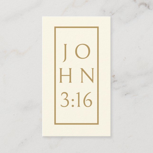 GOLD John 3:16 Gospel Tract Business Card (Front)