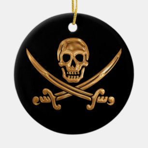 Gold Jolly Roger Ceramic Ornament