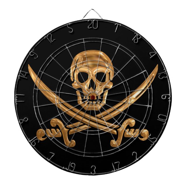 Gold Jolly Roger Dartboard (Front)