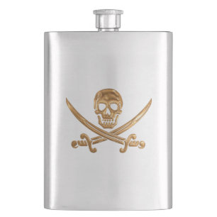 Gold Jolly Roger Hip Flask