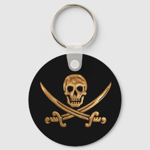 Gold Jolly Roger Keychain